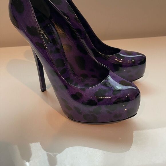 Dolce & Gabbana Purple Leopard Patent Pumps Size 38 RARE - Picture 9 of 9
